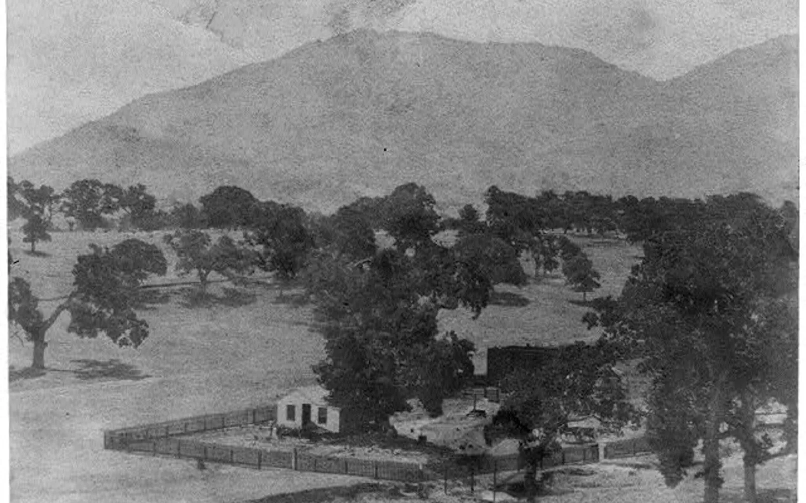 Mount Diablo viewed from Clayton, a historical stereograph photograph from 1866 showing the mountain's distinctive profile
